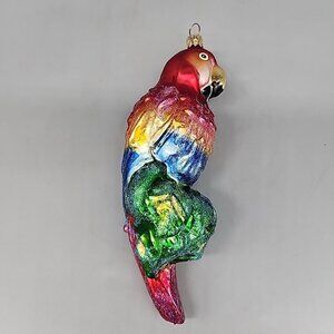 1999 Christopher Radko Blue Amazon Large Parrot Glass Christmas Ornament 8"